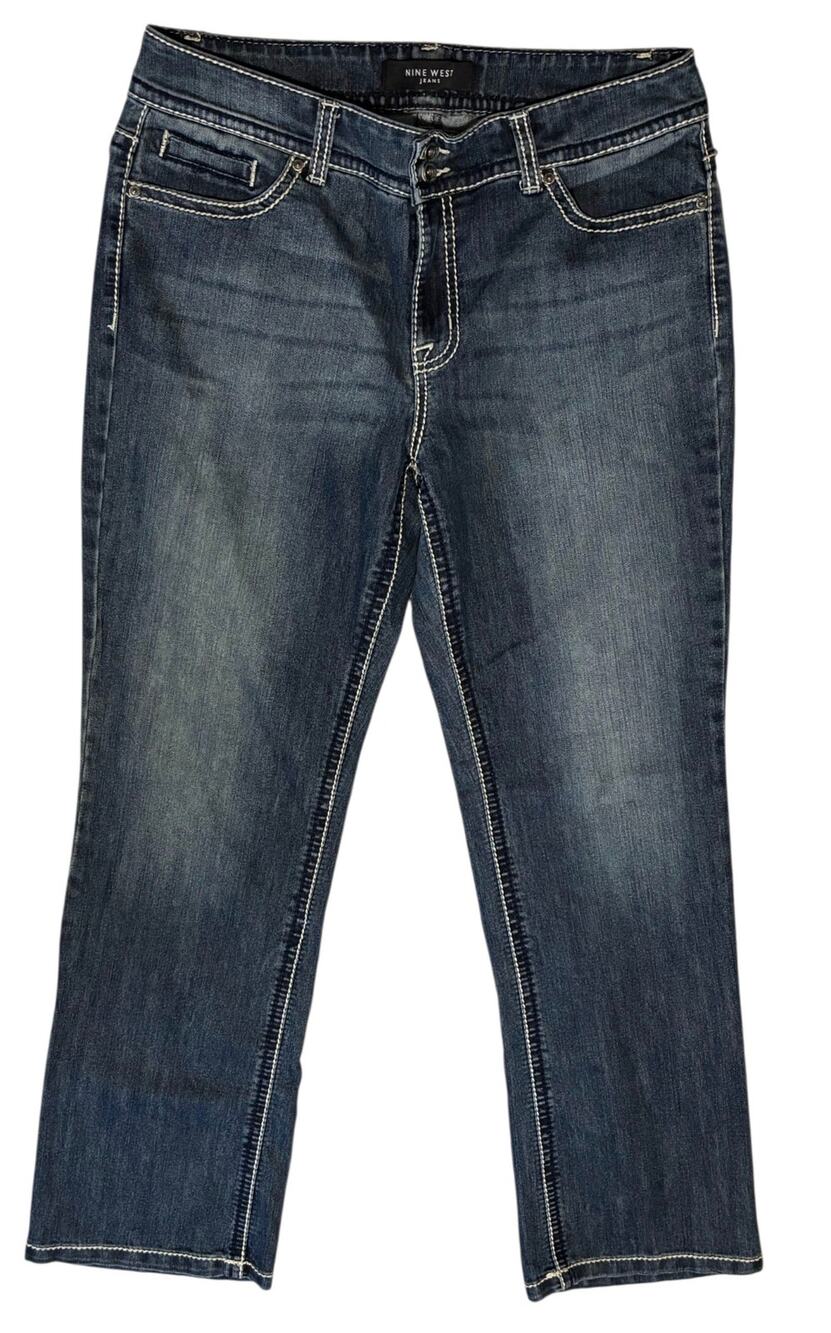 Nine West Jeans High-Rise Bootcut Jeans Embellished Pockets Size 12 EUC